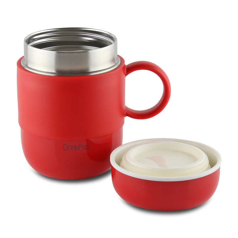 Grunwerg Drink Pod Stainless Steel Travel Mug, Red