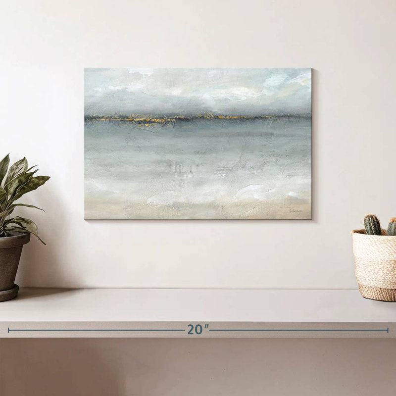 Avery mer sereine or gris paysage, H 8 po x l 12 po