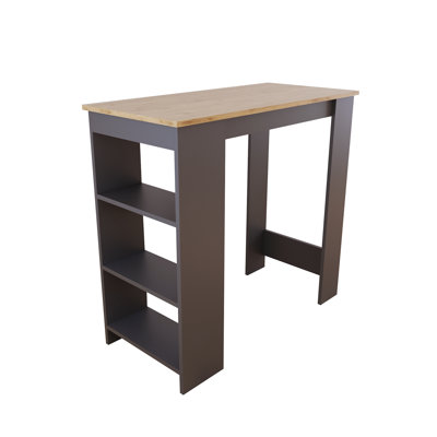 Serina 110 cm Bar Table with Storage - Kitchen Bar Table, Modern Breakfast Bar Dining Table, Bar Height Table with Cabinet & Shelves for Kitchen, Dining Room or Home Bar