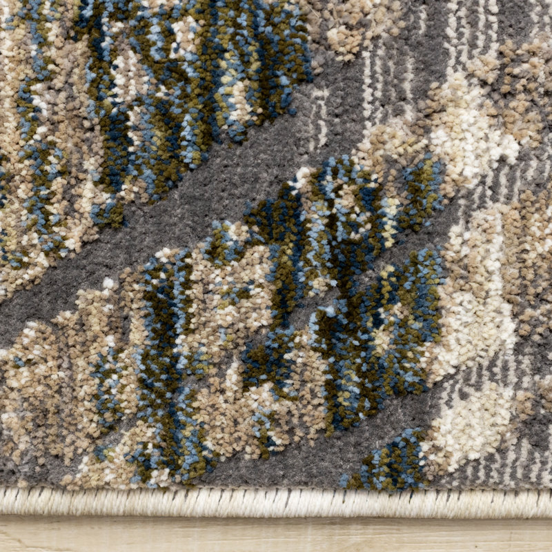 Tapis abstrait contemporain beige abstrait Abstract, 5 pi 3 po x 7 pi 7 po