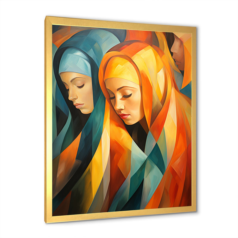 Jaune et orange, art de la prière de l'Islam, art mural 3, Cadre photo doré simple, H 40 po x l 30 po x P 1,5 po