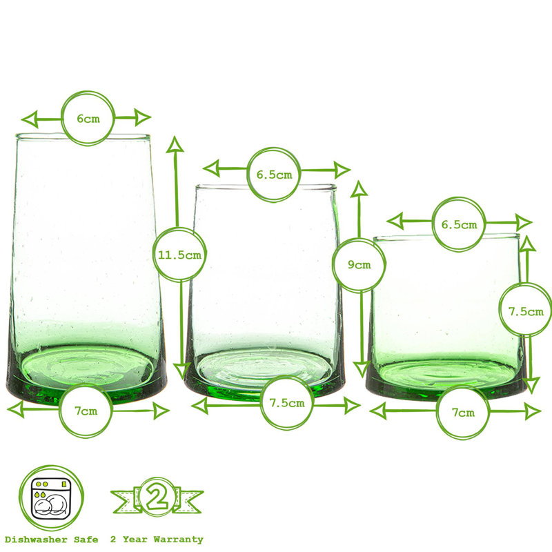 20pc Recycled Glassware Set - By Nicola Spring, Green