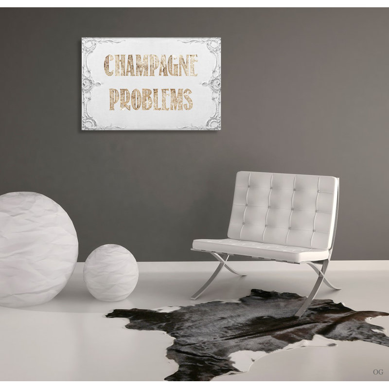 Glam Gold Quotes Champagne Problems - impression sur toile tendue, H 36 po x l 54 po x P 1,5 po