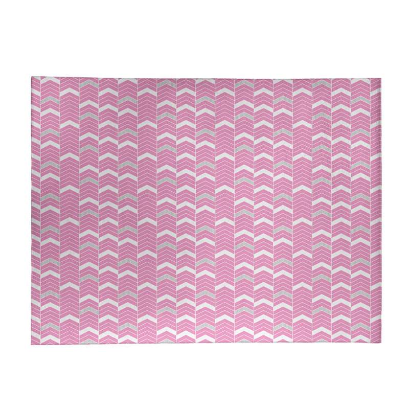 Tapis à chevrons rose/blanc cassé, Rectangle 8 pi x 10 pi