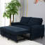Futon de salon avec canapé réglable en tissu de velours bleu marine, revêtement très résistant et rangement pratique