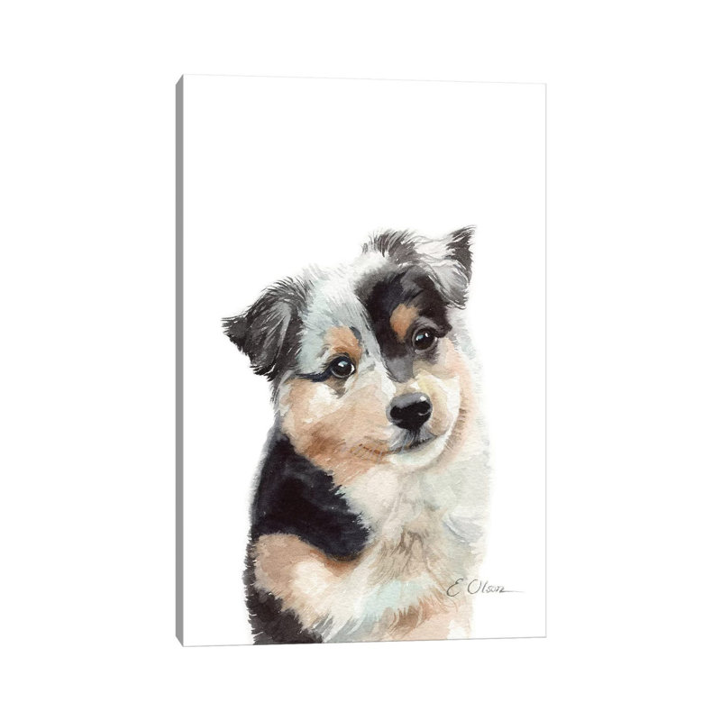 Australian Shepherd Puppy by Watercolor Luv - Wrapped Canvas Print, 66.04 cm H x 45.72 cm W