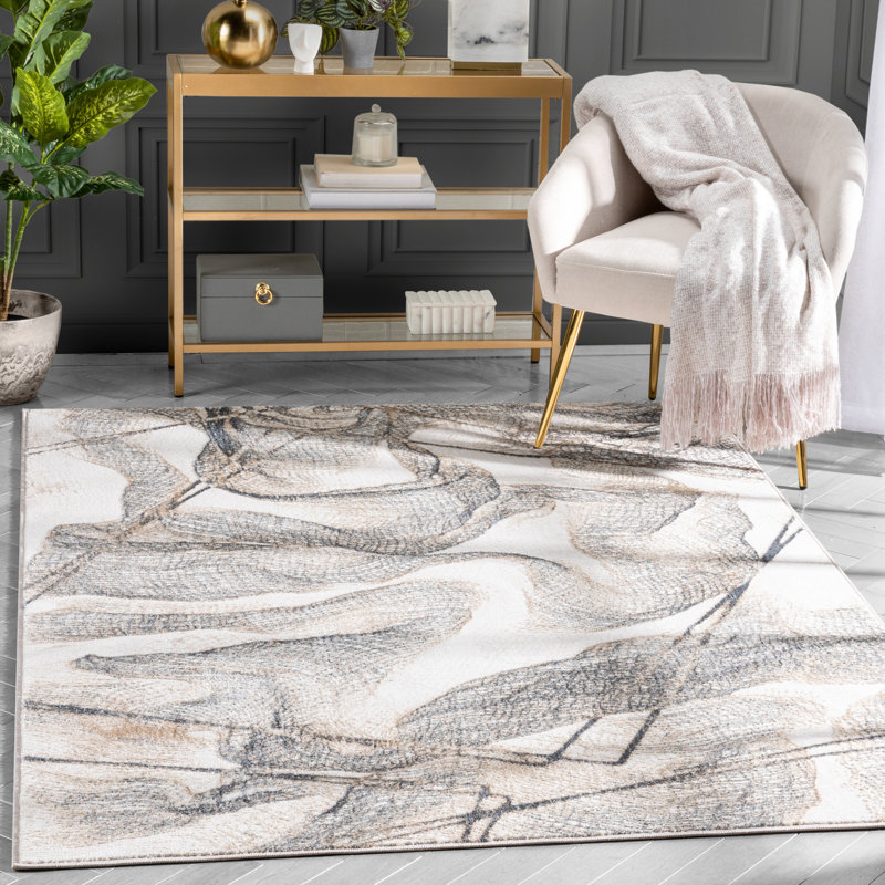Well Woven Cairo Gillian Abstract Modern Ivory Rug, Rectangle 120 x 160 cm