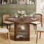 Table de salle à manger ronde peu encombrante avec armoire de rangement intégrée et portes en verre nervuré