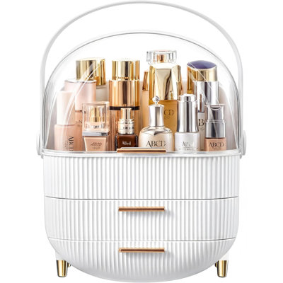 Makeup Organizer Skincare Organizers With Drawers | Cosmetic Display Cases with Transparent Cover, Skincare Organizers, White
