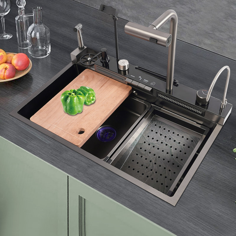 Digital Display Kitchen Sink With Faucet