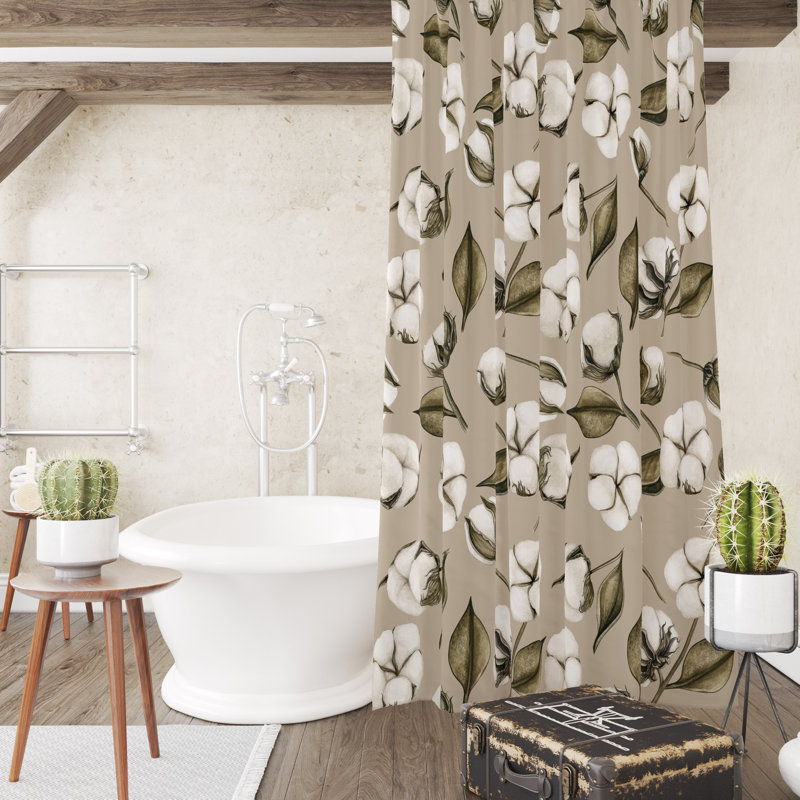 Floral Shower Curtain, 93" H x 70" W