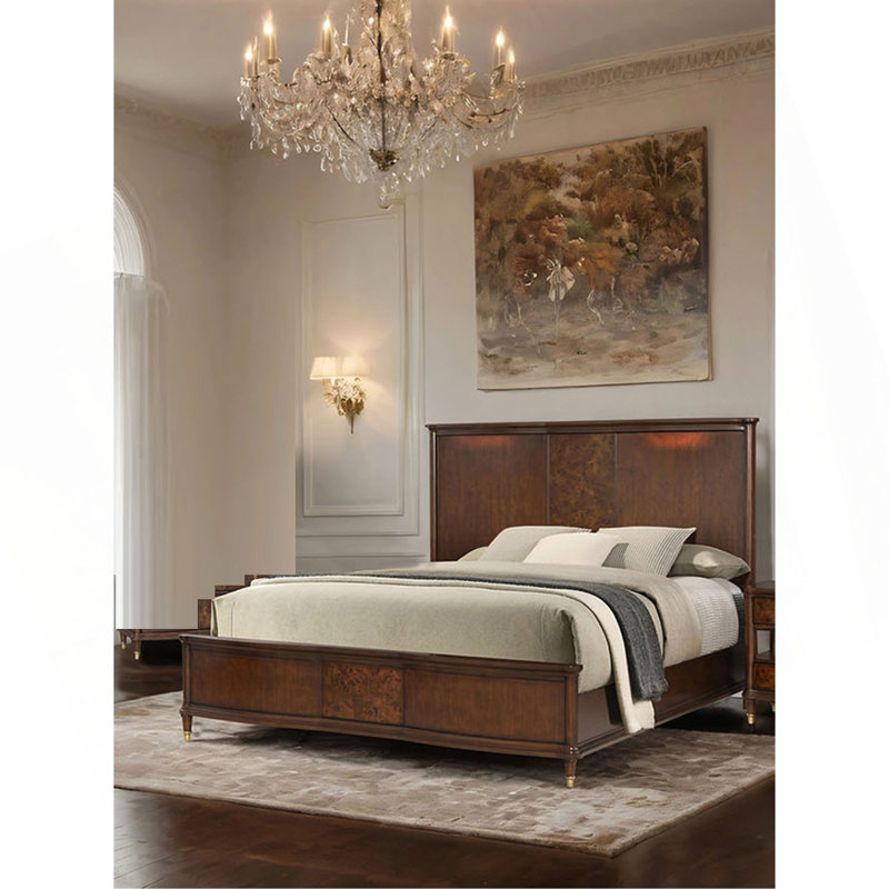 Cadre de lit de style transitionnel cerisier foncé 1pc, Très grand lit