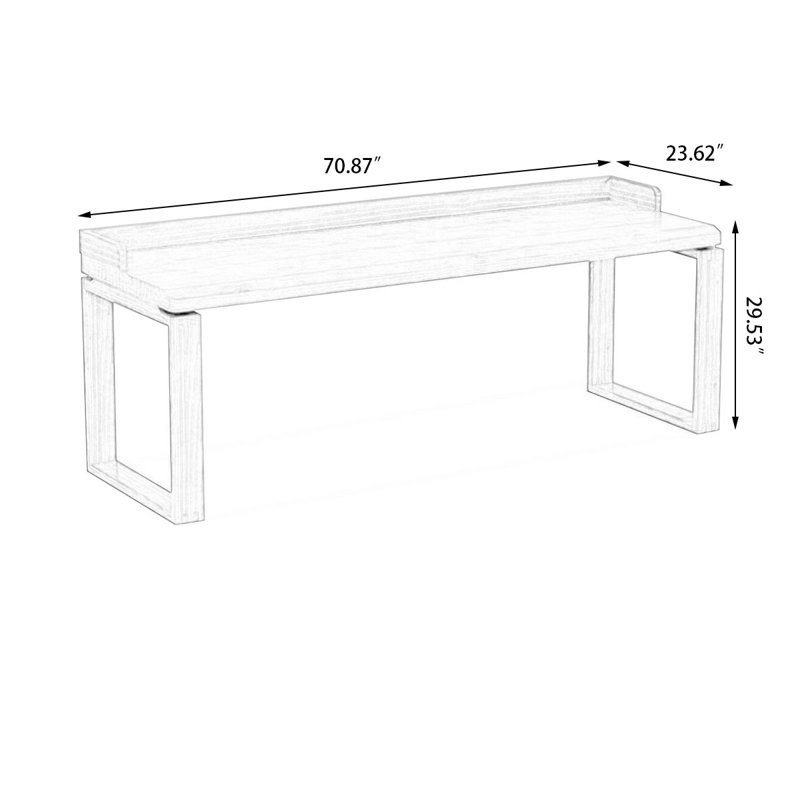 Bureau rectangulaire brun en bois massif, H 29,53 po x l 70,87 po x P 23,62 po, Burlywood