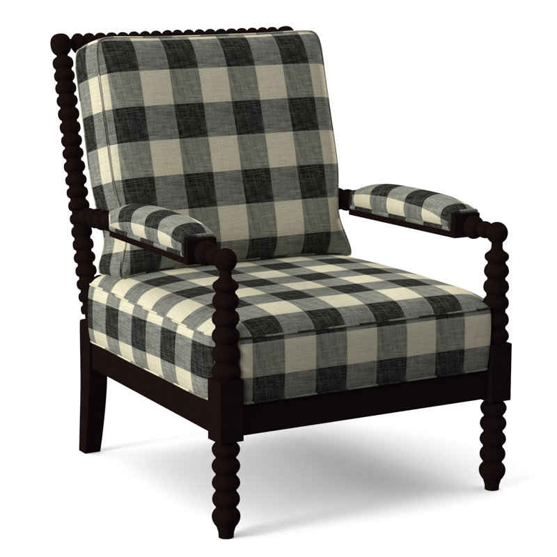 Lind Island 29" Wide Lounge Chair, Sunbrella Beige Pinstripe; 6205-74, Java Finish