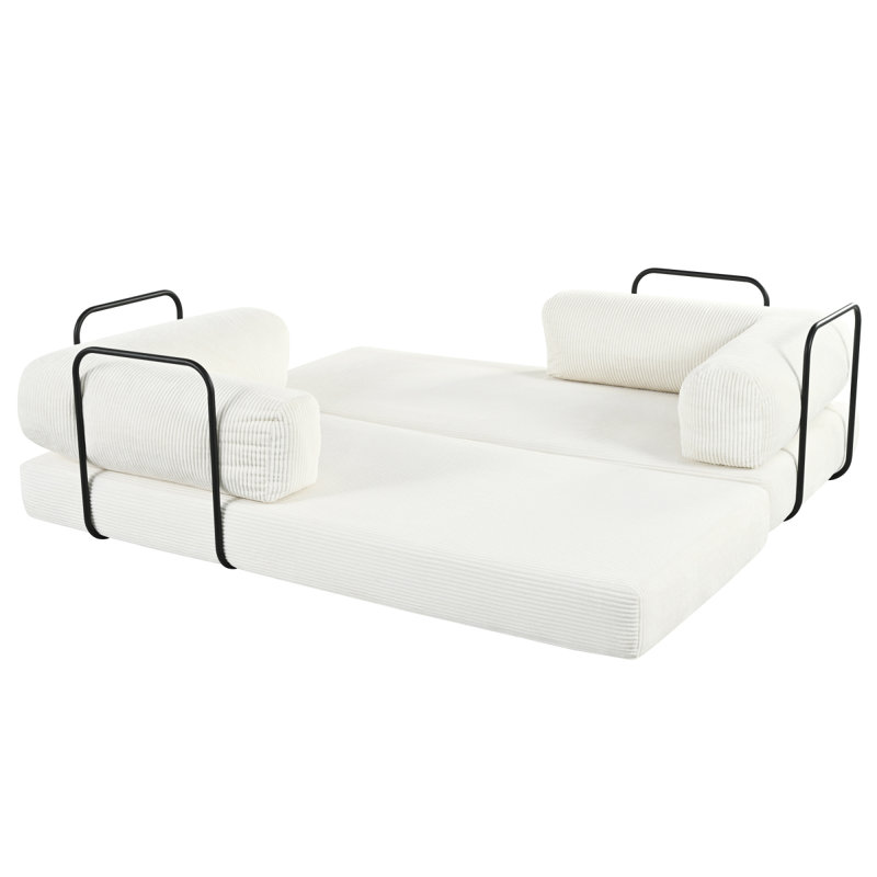 Canapé-lit modulaire en L Cniyah, Polyester beige