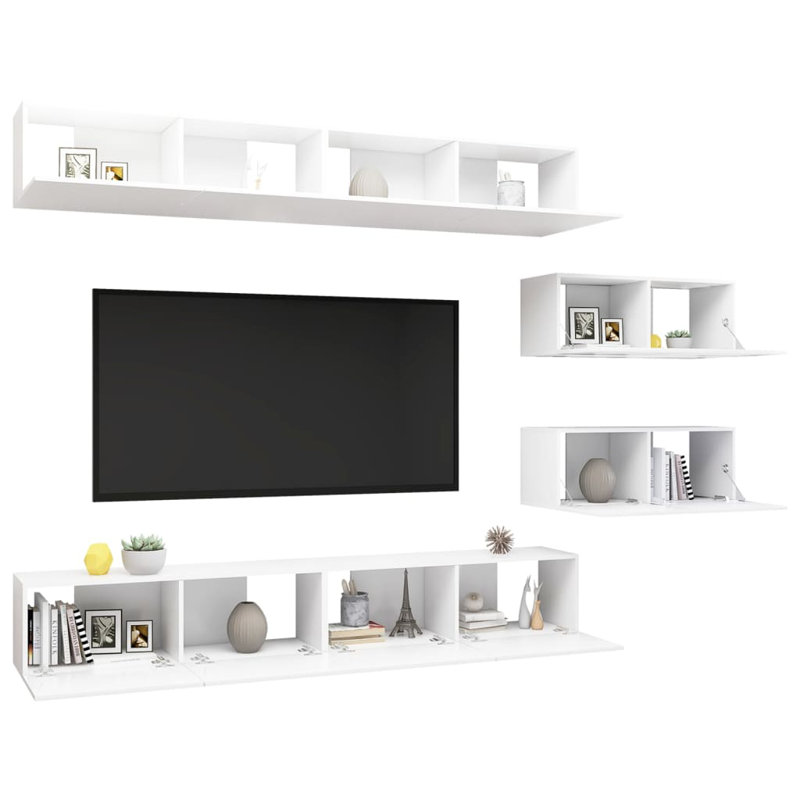 Azaylea TV Stand Set TV Console Sideboard TV Unit Cupboard Engineered Wood, White