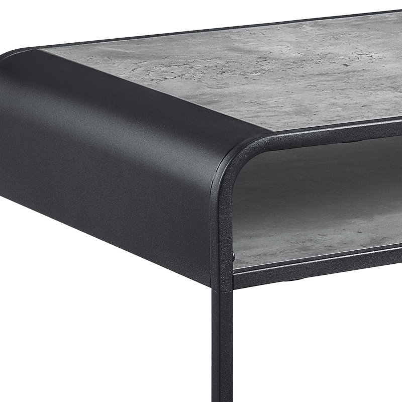 Table basse à rebords arrondis avec cadre en métal et rangement Issac