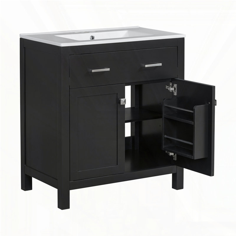 Ensemble de meuble-lavabo moderne 60 "avec meuble-lavabo double 60", Noir