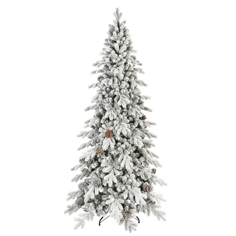 Mince arbre de Noël floqué avec pommes de pin, 6.5' H