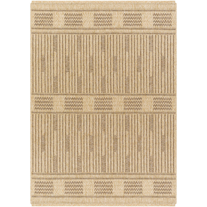 Alasa Beige and Brown Synthetic Indoor/Outdoor Rug 24" x 44"