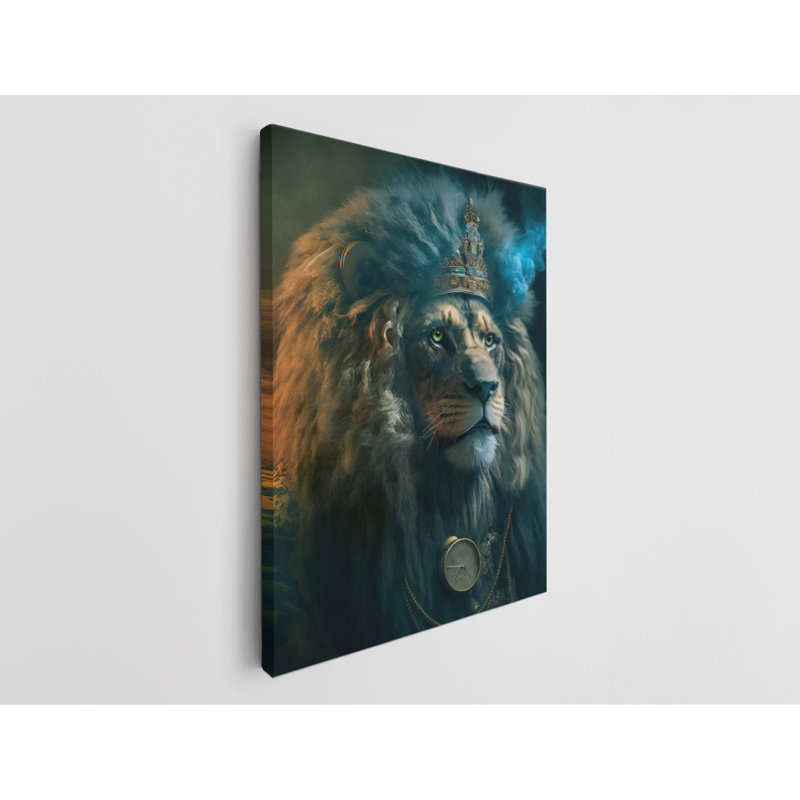 Jordane chaman guérisseur lion sur toile, H 24 po x l 16 po x P 1 po