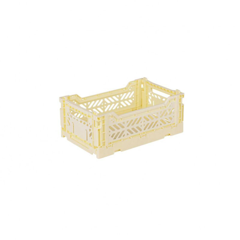Foldable Plastic Crate, Collapsible Storage Bin to Organize Your Rooms, Collapsible Utility Crate, Cream