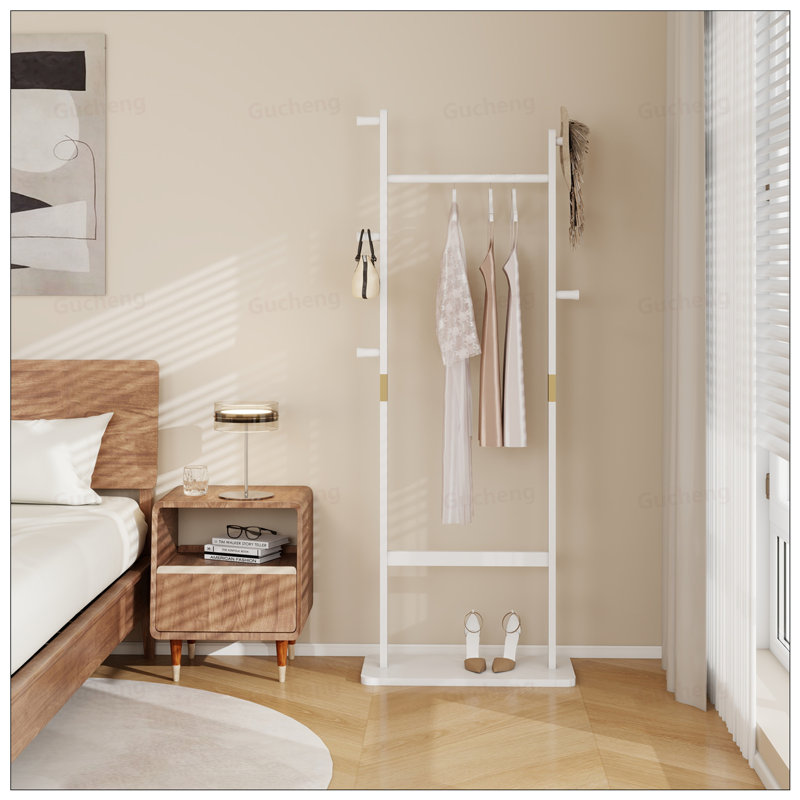 Solid Wood Coat Racks With Easy Assembly And Natural Aesthetic For Bedroom, Entrance, And Living Room, White