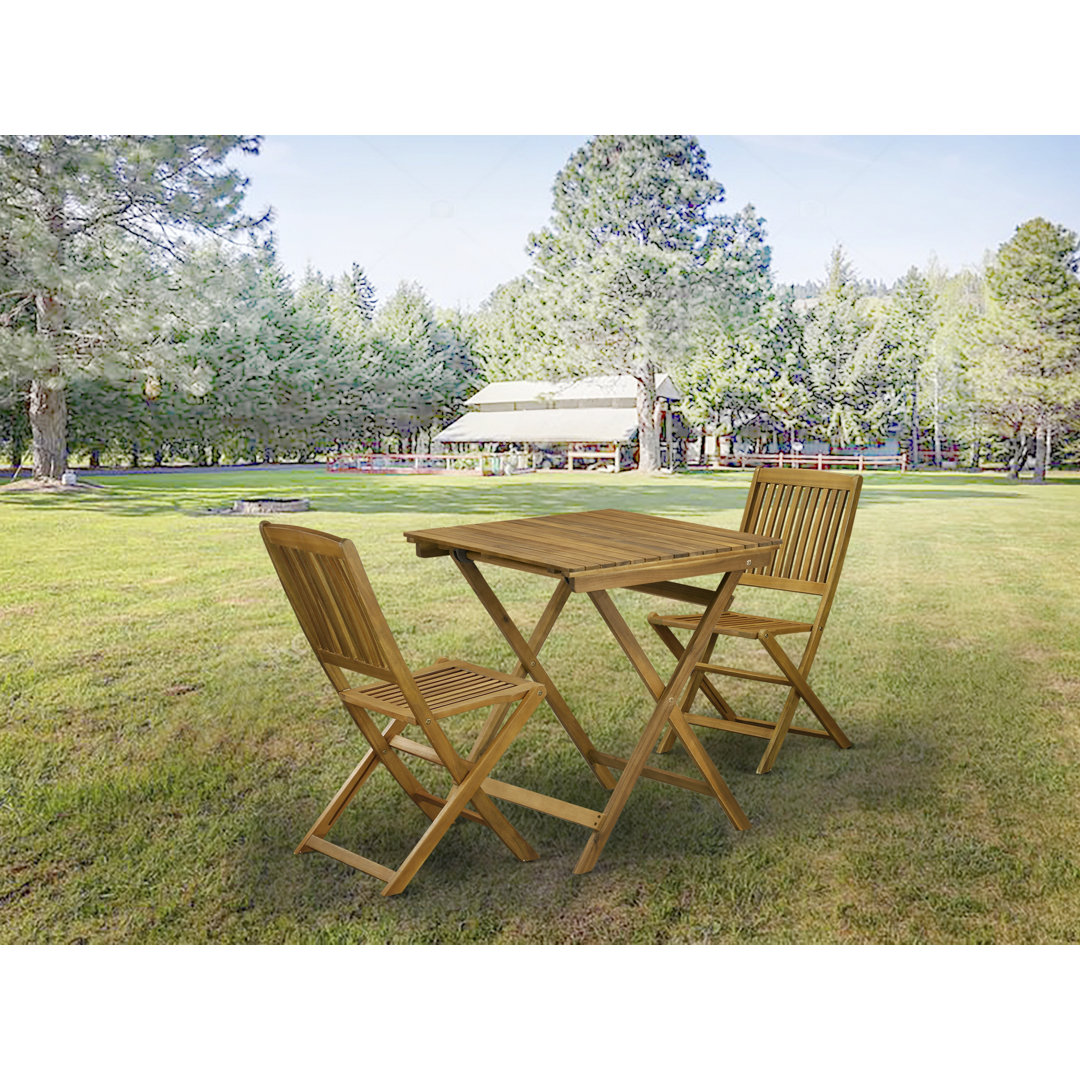 Sharene 2 - Person Acacia Patio Dining Set with Square Table Lark Manor™