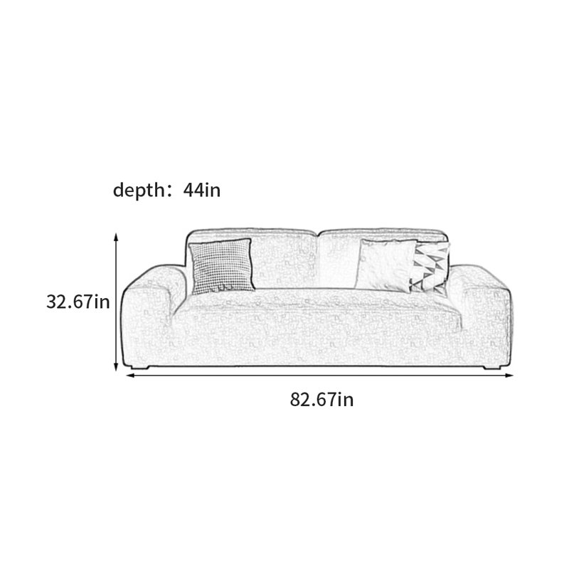 Canapé français de luxe simple et léger, H 32,67 po x l 82,67 po x P 44 po, 2