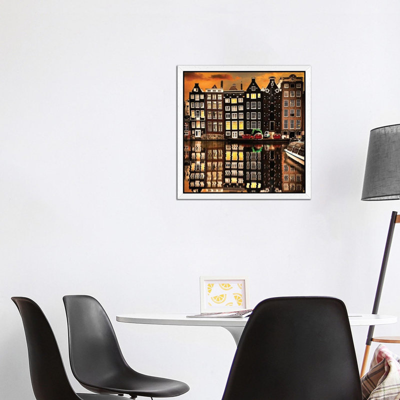 Amsterdam II by Enzo Romano - Print on Canvas, 93.98 cm H x 93.98 cm W, White Framed