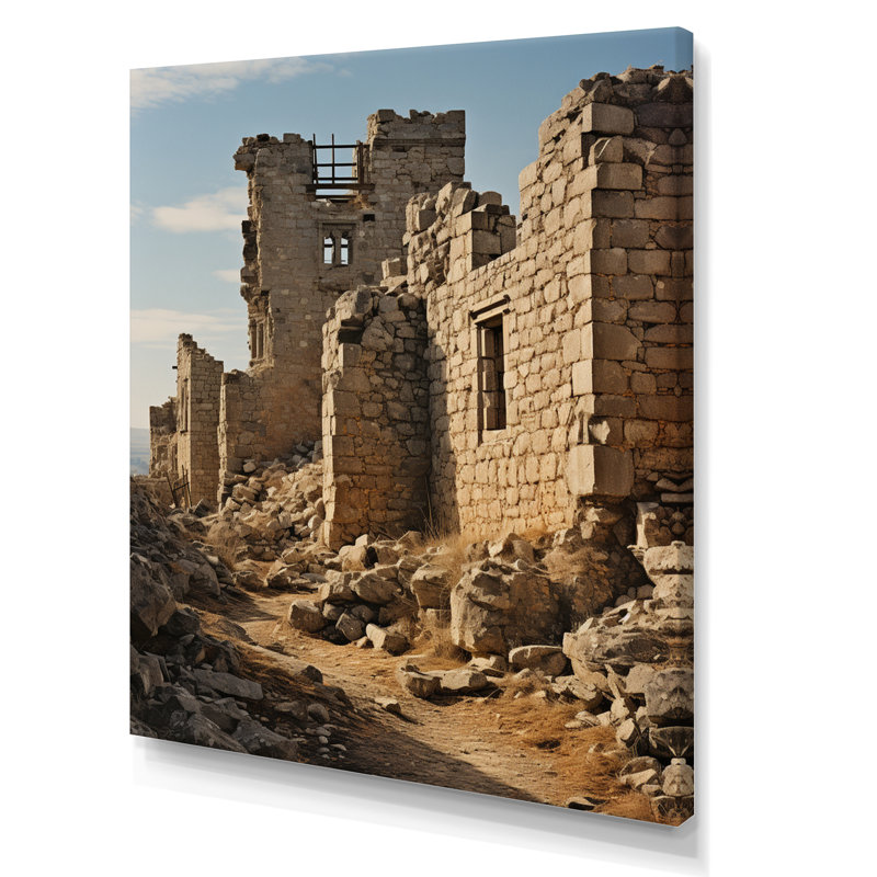 Châteaux, ruines antiques vieillies sur toile, H 20 po x l 12 po x P 1 po, Toile tendue