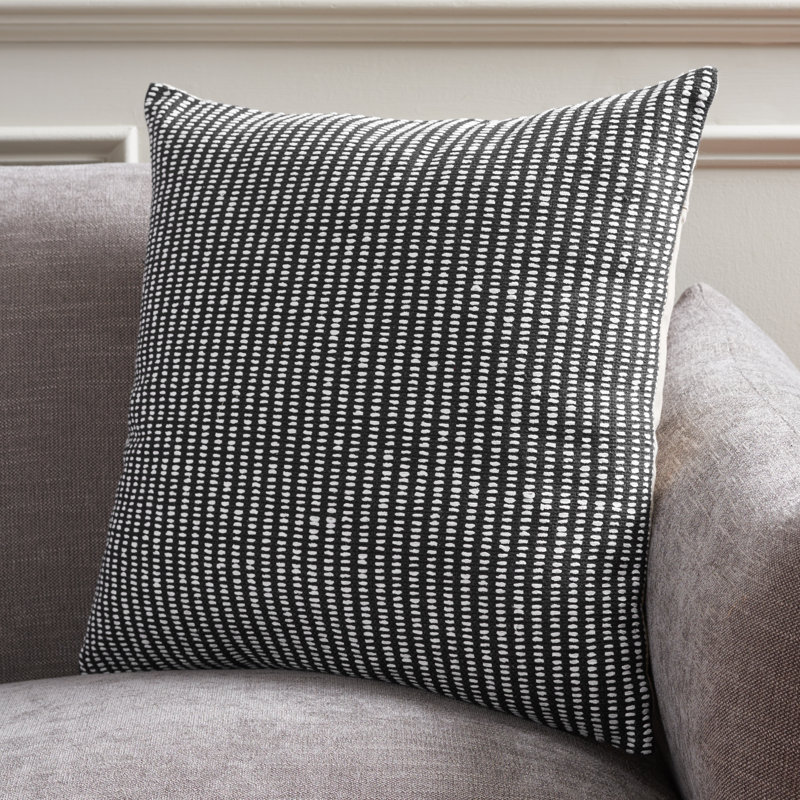 Coussin en coton Marciela, Noir / blanc