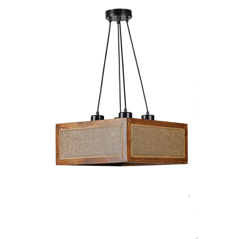 Chandle Chandelier, Walnut/Rattan/Black