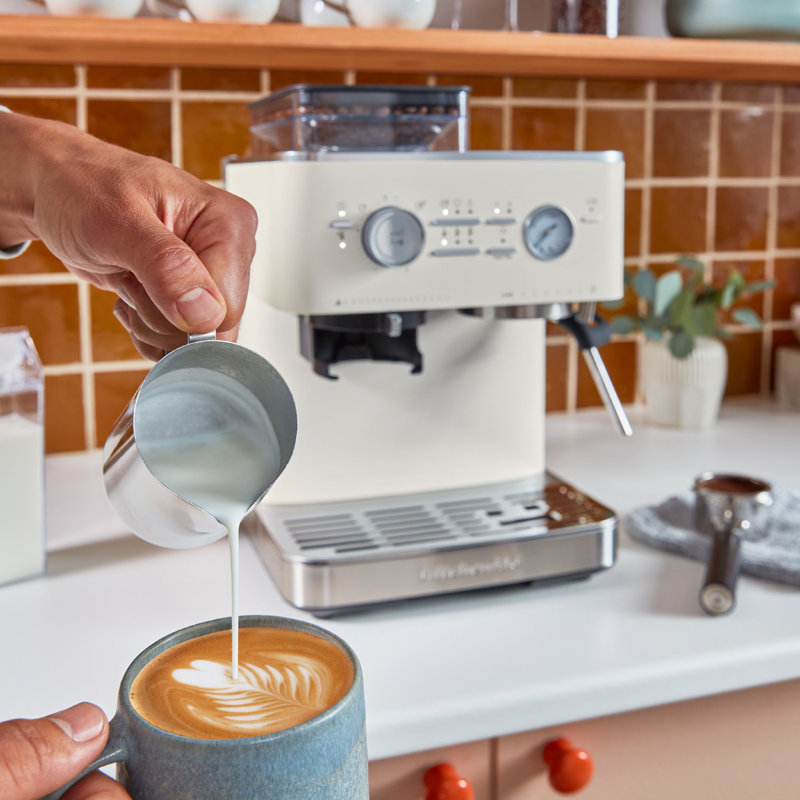 KitchenAid Semi Automatic Espresso Machine with Burr Grinder, KES6551, Porcelain White