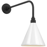 Thomas O'Brien, "Academy 20" Rex Barn Light in Matte Black with 12.5" Soft Copper Conical Savannah Shade