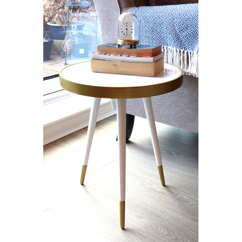 Judi End Table, White/Cream