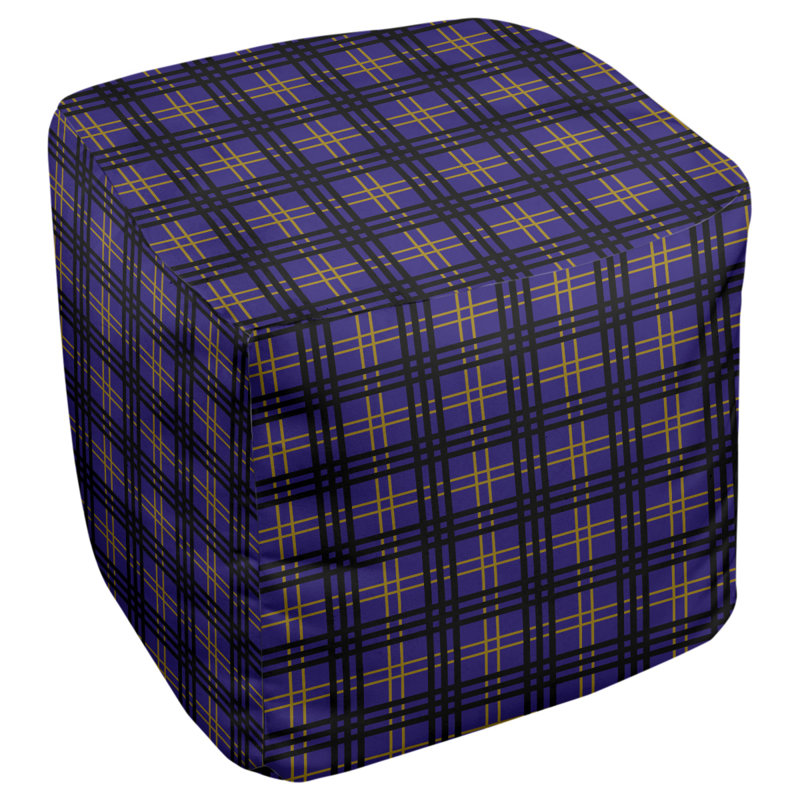 Repose-pieds pouf carré à carreaux Minnesota, Mélange de polyester mauve / doré métallique /, H 13 po x l 13 po x P 13 po
