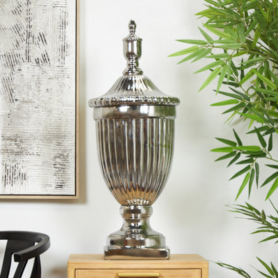 Ceramic Tall Decorative Jars with Grooves