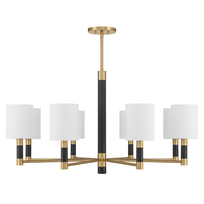 Lustre à 8 lumières en laiton chaleureux Conrad, H 22,38 po x l 40 po x P 40 po, 8 lumières