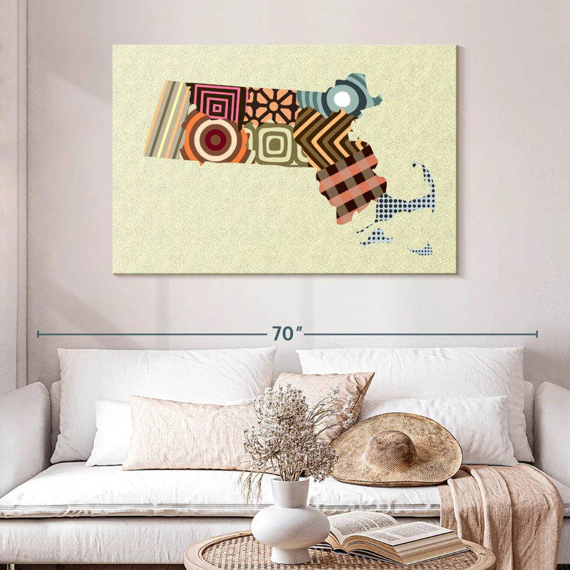 Massachusetts State Map, 32" H x 48" W