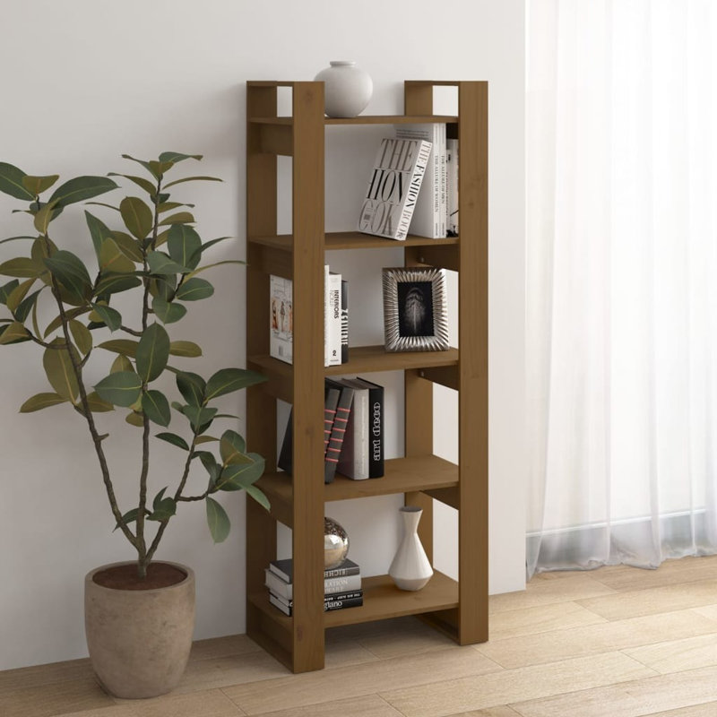 Ghala 160cm H Solid Wood Etagere Bookcase, 160cm H x 60cm W x 35cm D, Brown