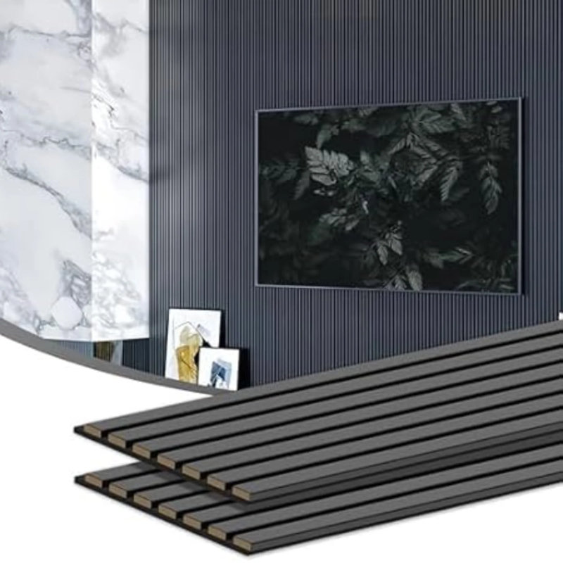 2 panneaux d'insonorisation muraux de 92,5 po x 11,02 po, panneaux d'insonorisation pour la maison et le bureau, Noir mat