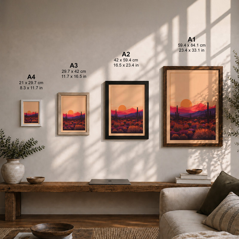 Desert at Dusk Modern - Framed Print, A4 - 29.7 x 21.0 cm, Unframed
