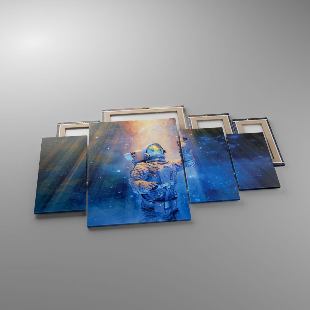 4-tlg. Leinwandbilder-Set Astronaut Light Cosmos