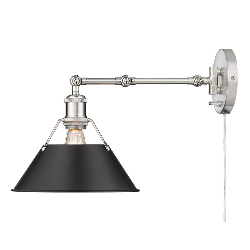 Lampe murale avec bras pivotant à 1 lumière Weatherford, Noir mat, Étain