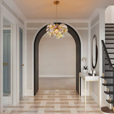 Isley 6 - Light Dimmable Iridescent Glass Globe Bubble Chandelier