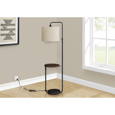 Lighting, 67"h, Floor Lamp, Usb Port Included, Black Metal,  Shade, Contemporary