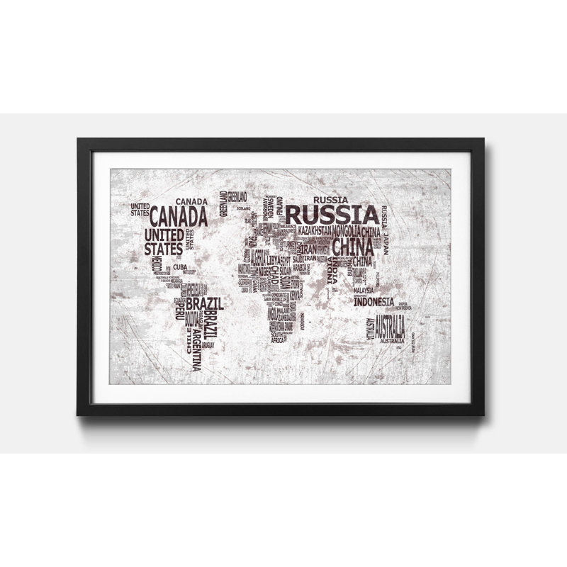 Weltkarten Worldmap No.22 - Single Picture Frame Print, 60cm H x 80cm W x 2.2cm D