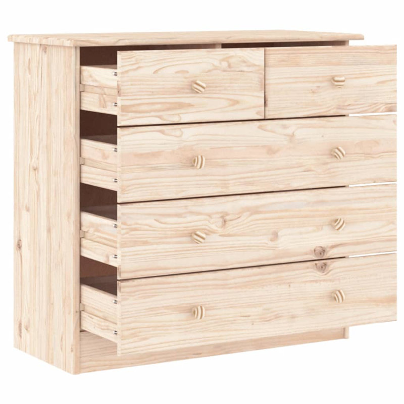 Mamon Solid Wood 77cm W 5 - Drawer Chest of Drawers, Light Brown