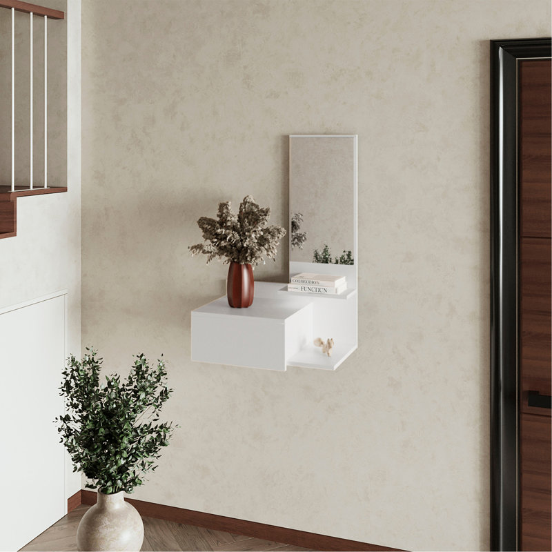 Coiffeuse Elgin avec miroir inclus, blanc, Blanc